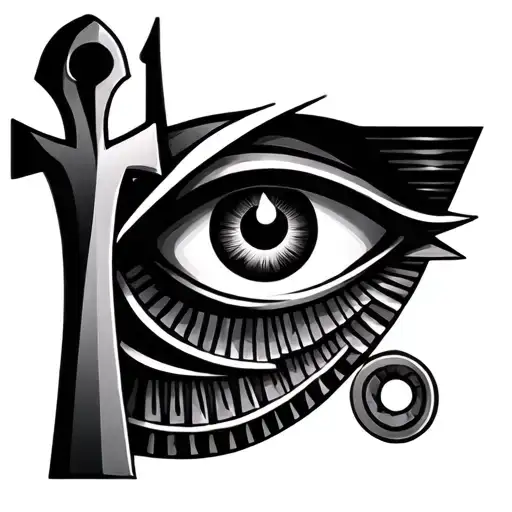 Eye Of Horus With Eye Of Ra And Ankh Together