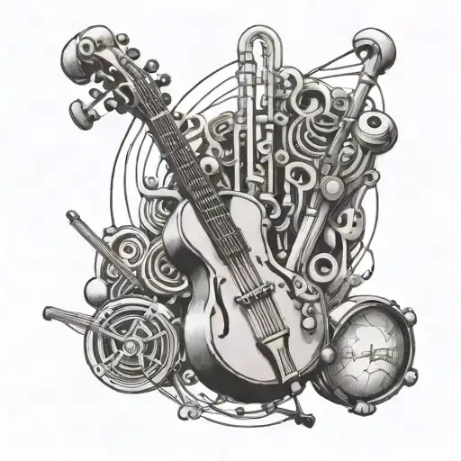 Chemical Structures Intertwined With Musical Instruments