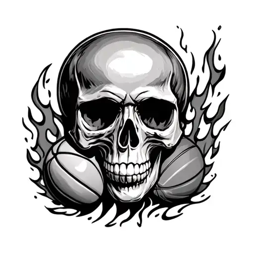 Skull And Basketball And Fire Surrounded 23