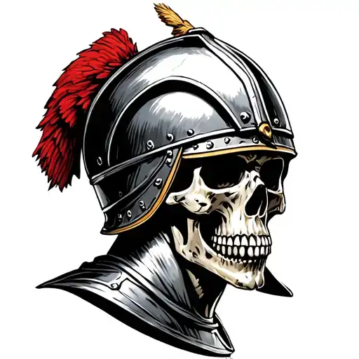 Skull In Roman Soldier Helmet
