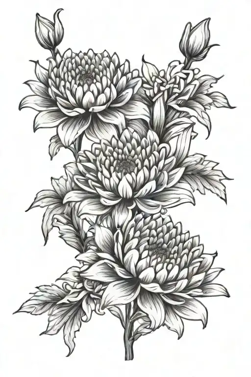 Chrysanthemums And A Lily Flower