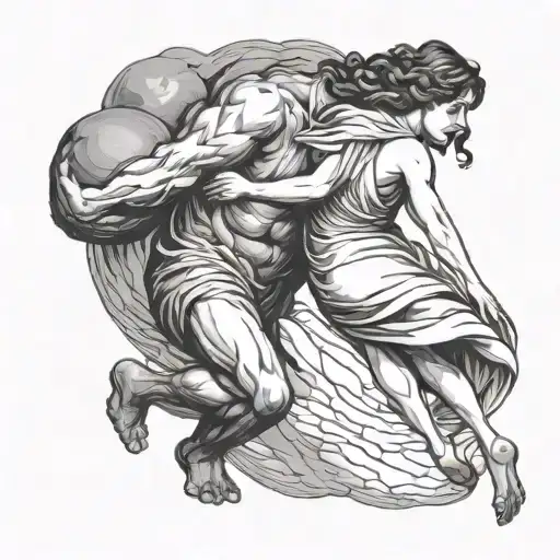Woman Sisyphus Helping With Other Hand
