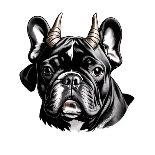 French Bulldog With Horns