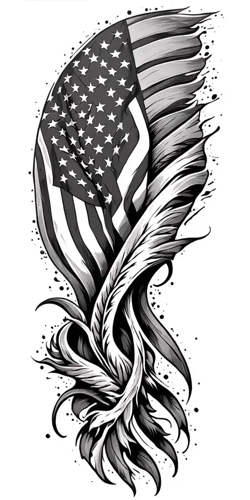 American Flag Fading Into Tribal