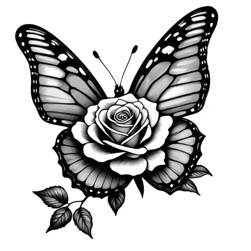 Butterfly With Rose