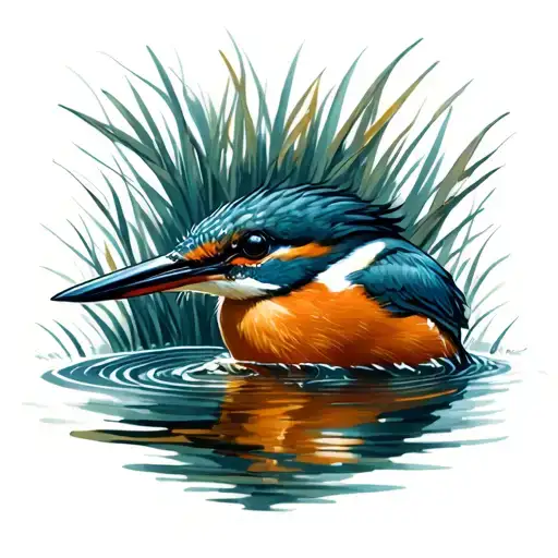 Small Tattoo Of A Floating Kingfisher In Realistic Colors