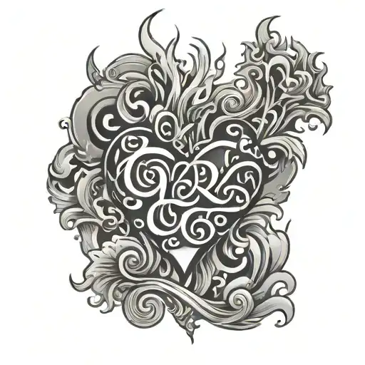 Words With Fire And Heart Symbol