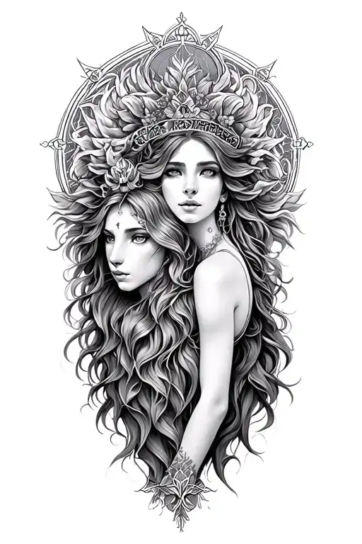 Goddess Astrid And Leo Zodiac Sign Intertwined