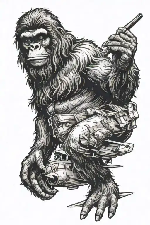 Bigfoot Smoking A Cig While Flying A Plane