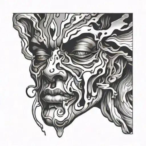 Melting Face With Doubled Features Lightly