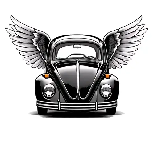 Classic Vw Beetle With Beetle Wings