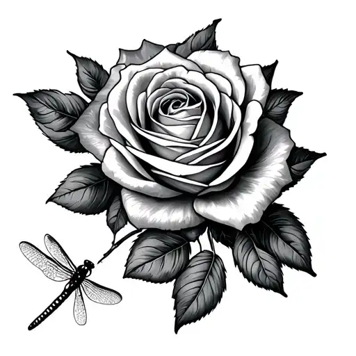 Dragonfly And Rose