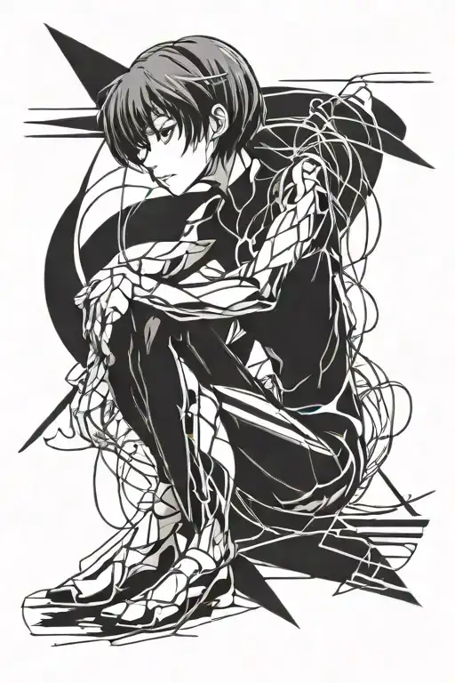 Ritsuko Akagi From Evangelion Surrounded By Abstract Lines Surrounded By Abstract Lines