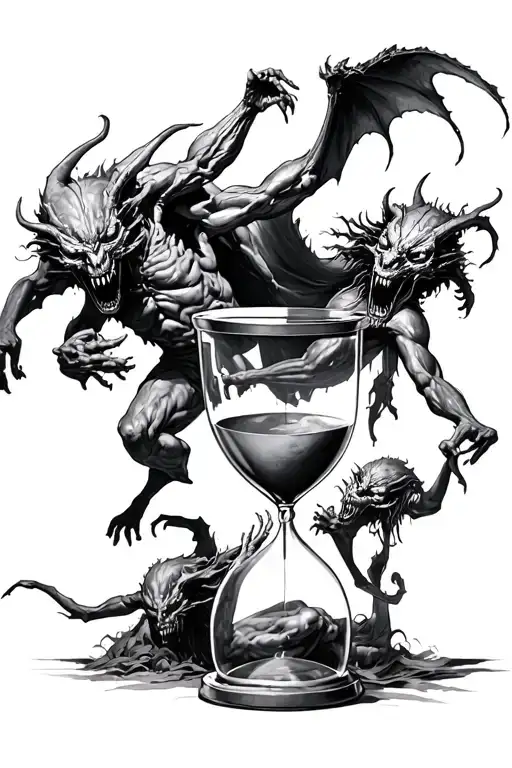 Demons Chasing A Soul With An Hour Glass