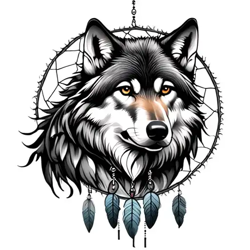 Wolf And Dreamcatcher