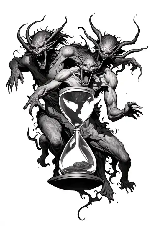 Demons Chasing A Soul With An Hour Glass