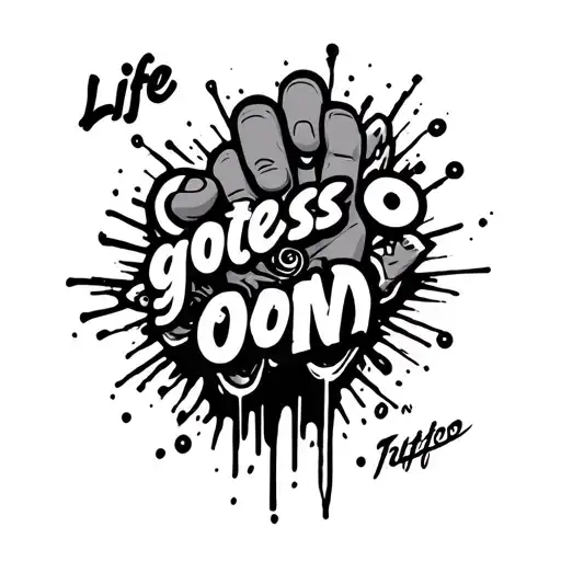 Life Goes On Hand Tattoo Graffiti Style