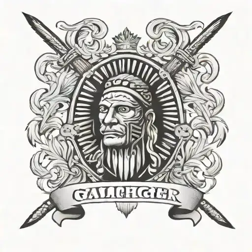 Gallagher Family Crest Mixed With A Blackfoot Tribe Symbol