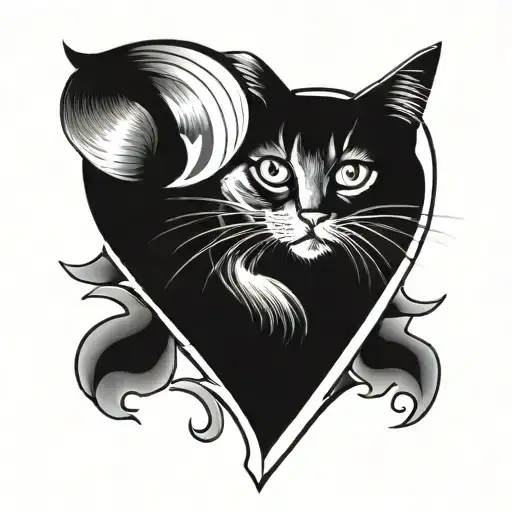 Heart With Cat Looking Out Windows