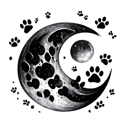 Minimalist Moon And Paw Prints