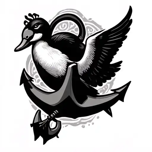Anchor With A Duck Flying