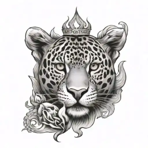 Heart With Flame Around It And A Jaguar Surrounded
