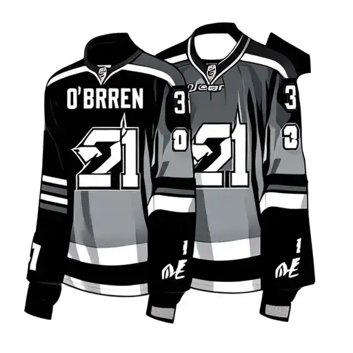 Two Hockey Jerseys From Back With Name O'brien And Number 1 And 21