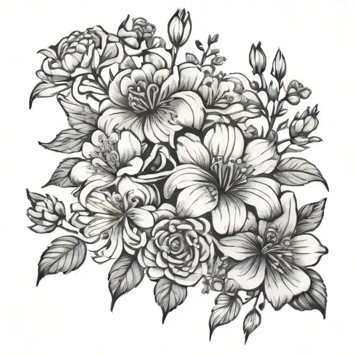 Birth Flower Bouquet May August And Feburary