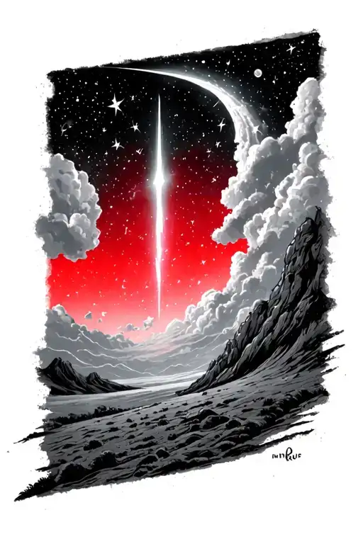 Meteor Shower Red Sky