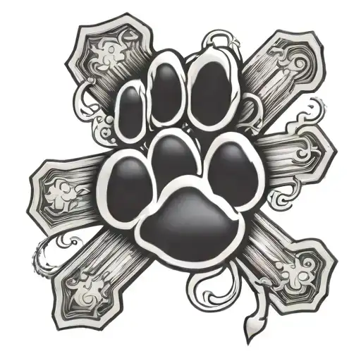 Dog Paw With Cross Wrapped