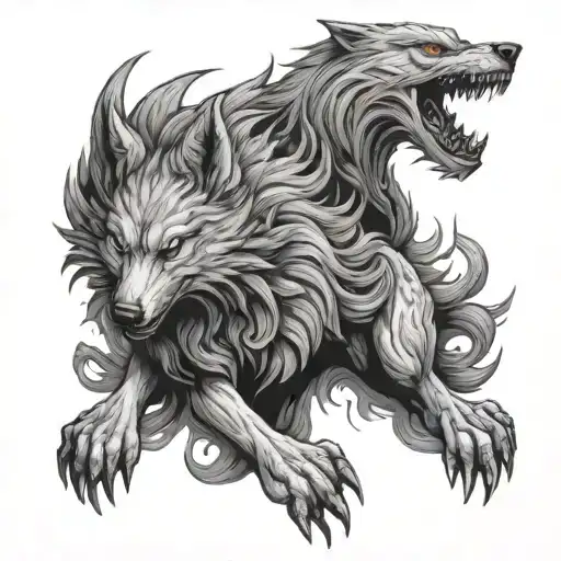 Wolf Killing Kitsune Guardian