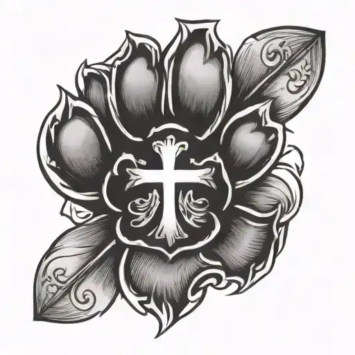 Dog Paw With Cross