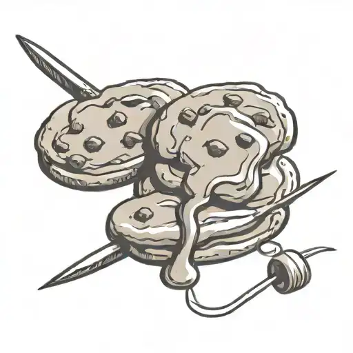 Chocolate Chip Cookie With Sewing Needle Piercing