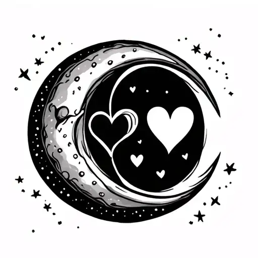 Calf Half Moon With 2 Hearts Inside Moon