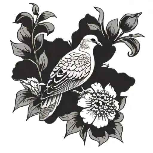 Mourning Dove With January Birth Flower