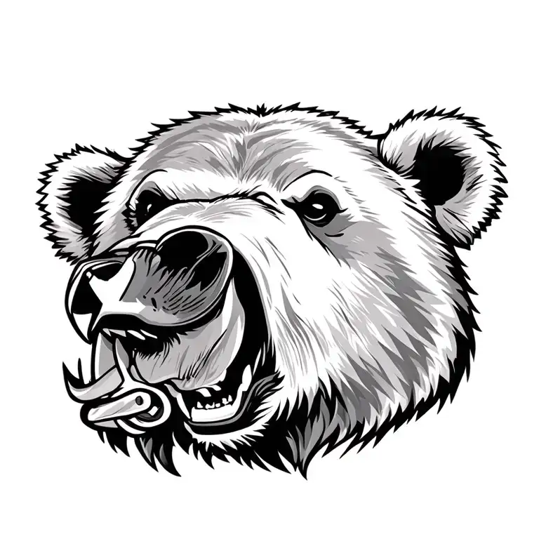 A Bear Head Thru Showing A Engine