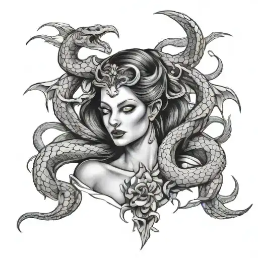 Lilith Tattoo With Snakes