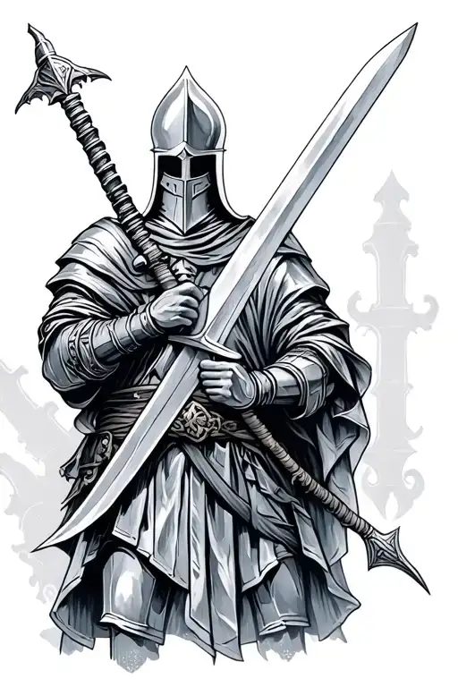 Crusader Holding Sword