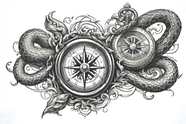 Snake And Compass Design