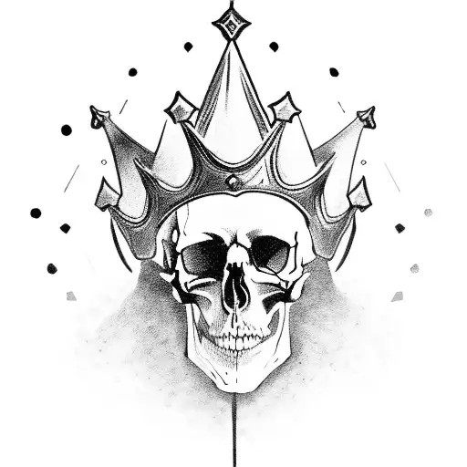 Dark Gothic Demon Skull With Crown