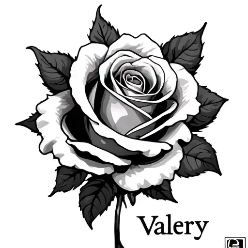 Name Valery With A Rose