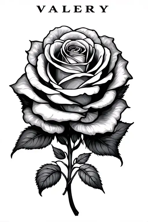 Name Valery With A Rose Intertwined