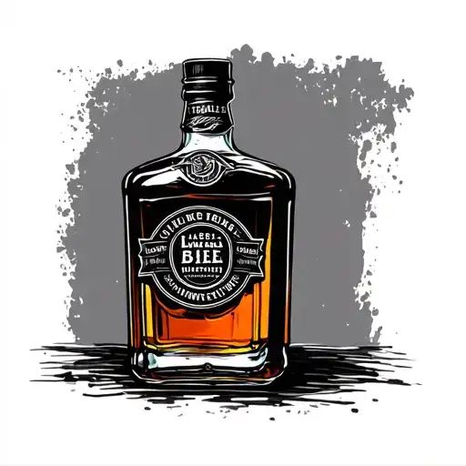 Generate A Designe Of Full Sleeve Tattoo Black Label Whiskey Bottle
