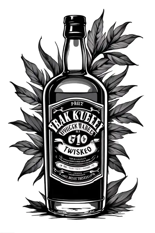 Generate A Designe Of Full Sleeve Tattoo Black Label Whiskey Bottle