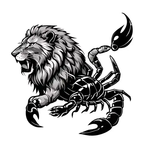 Lion Biting A Scorpion
