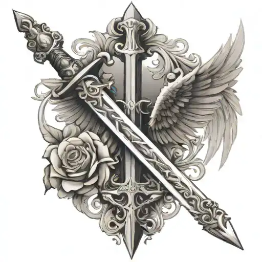 Delicate Sword With Wings Spread