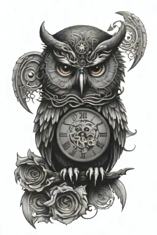 A Wise Owl With A Clock In Its Paws