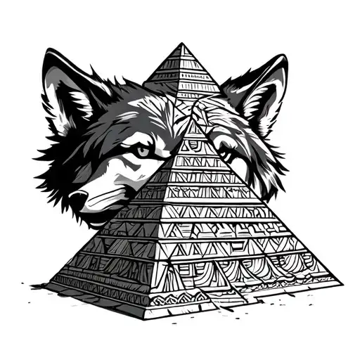 Aztec Pyramid With Wolf Shadow