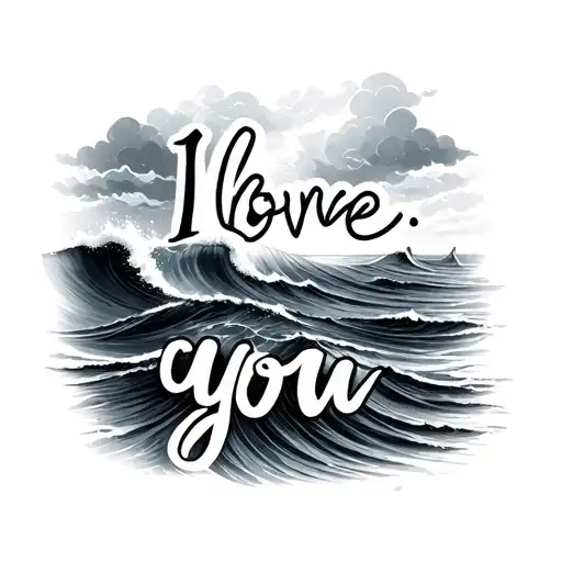 Kid Outline I Love You Paint Brush Ocean Waves Crashing