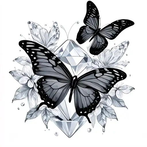 Diamond And Butterflies